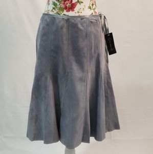 NWT Context Bluish-Grey Suede Skirt